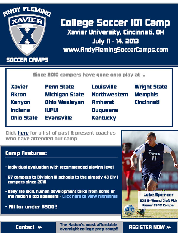 Andy Fleming Soccer Camps at Xavier University College Soccer Camps